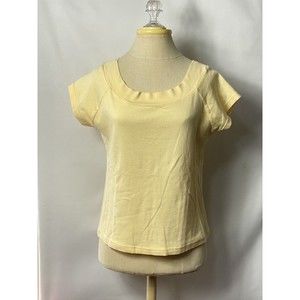S M L Sport Women Scoop Neck Top Size XL Yellow 100% Cotton